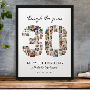30th Happy Birthday Photo Collage Poster