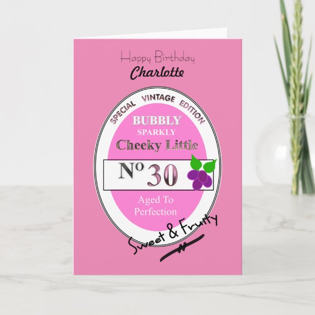 30th Milestone Birthday Funny Wine Personalized Card (Front)