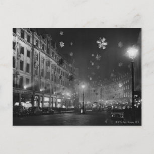 30th November 1955: Christmas decorations Holiday Postcard