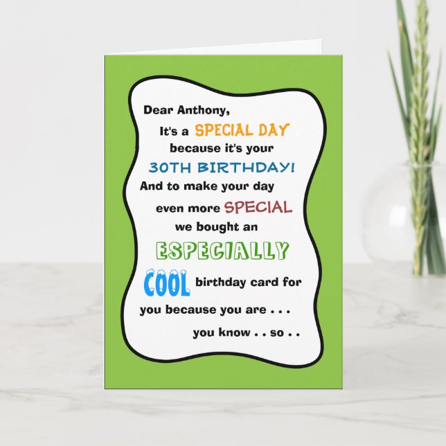 30th or ANY AGE Funny Birthday Greeting Card (Front)