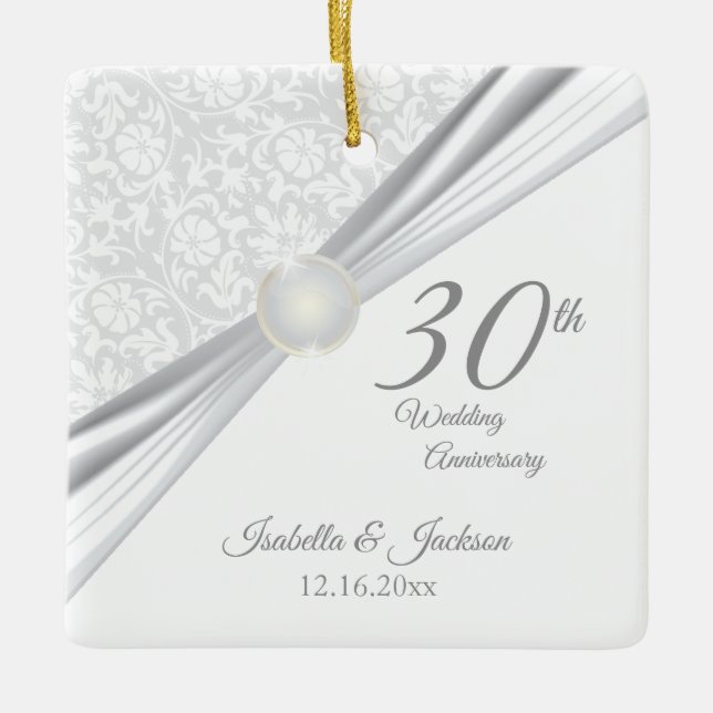 30th Pearl  Anniversary Ceramic Ornament (Front)