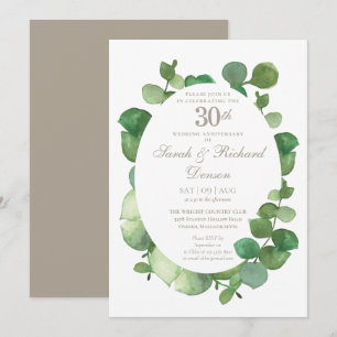 30th Pearl Anniversary Eucalyptus Boho Greenery Invitation