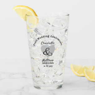 30th Pearl Wedding Anniversary Gift Personalized Glass