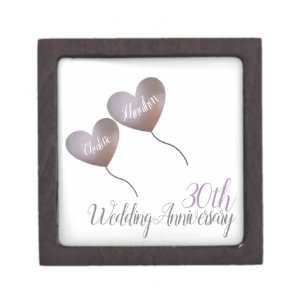 30th pearl wedding anniversary heart balloons gift box