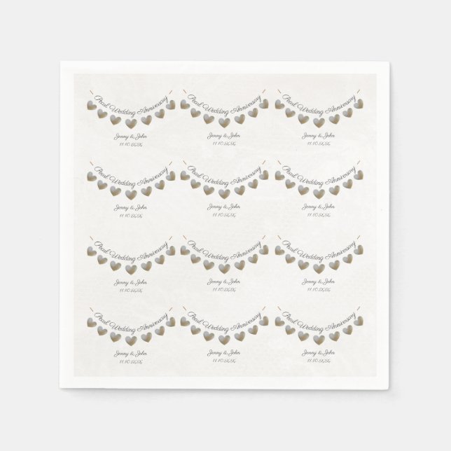 30th pearl wedding anniversary heart bunting napkin (Front)