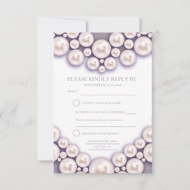 30th pearl wedding anniversary heart reply card (Front)