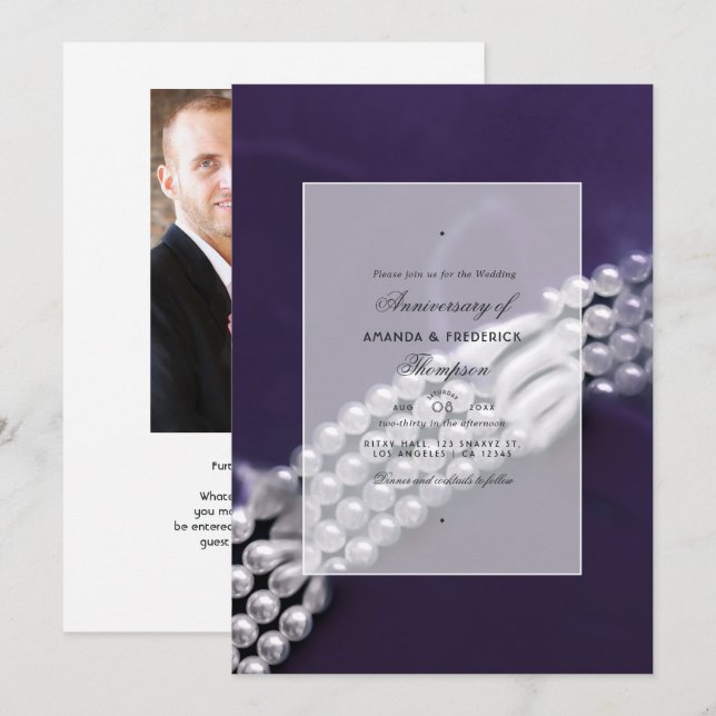 30th Pearl Wedding Anniversary Photo Invitation (Front/Back)