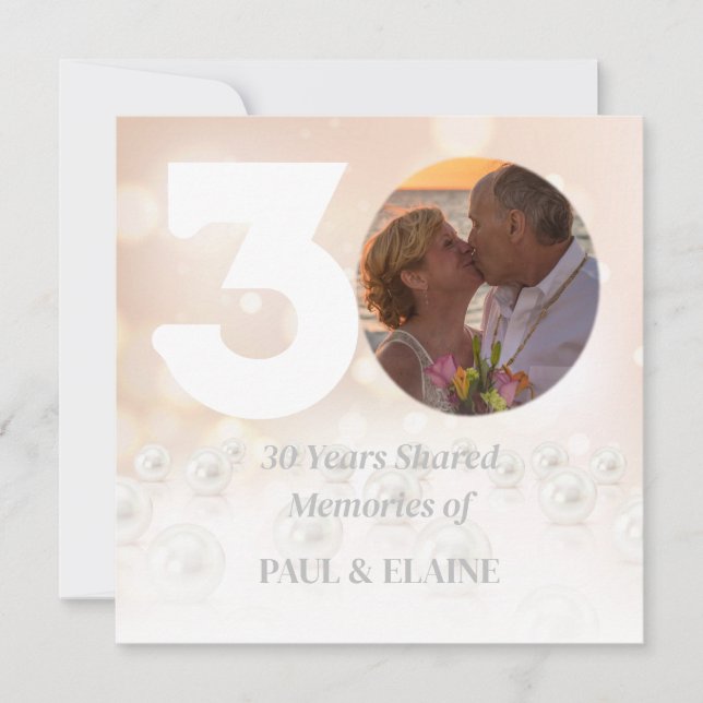 30th Pearl Wedding Anniversary Photo Personalized Invitation (Front)