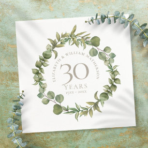 30th Pearl Wedding Anniversary Woodland Greenery Napkin