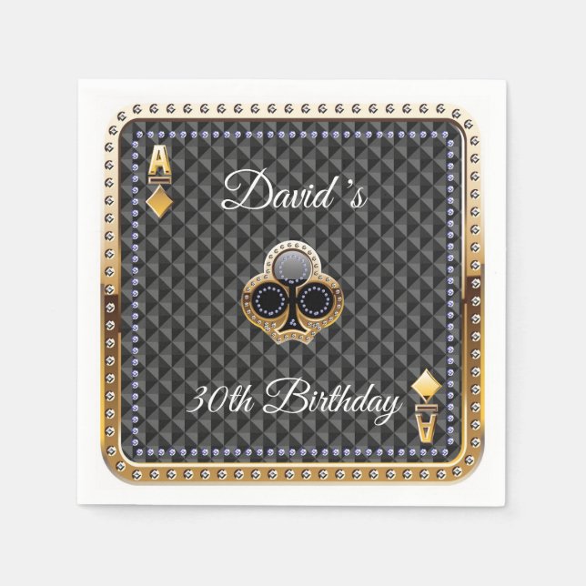 30th Poker Playing Card Casino Birthday Napkins (Front)