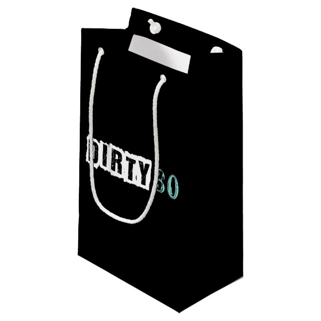 30th Teal Blue  Dirty 30 Birthday Party Small Gift Bag (Front Angled)