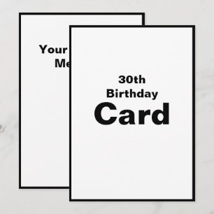 30th Thirtieth 30 Thirty 3-0 Birthday Card