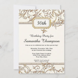 30th Thirtieth Glam Old Hollywood Regency Pink Invitation
