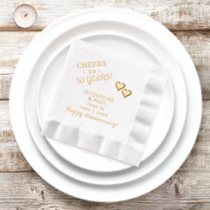 30th Wedding Anniversary Cheers Two Hearts  Foil Napkins