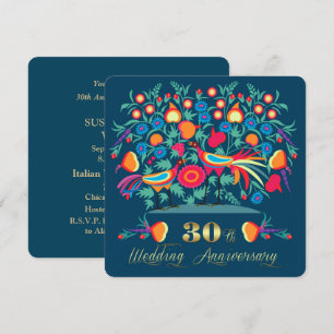 30th Wedding Anniversary Folk Art Invitation