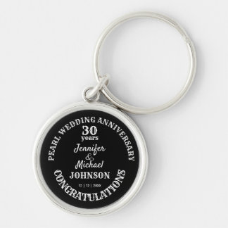 30th Wedding Anniversary gift. Editable name/date Keychain