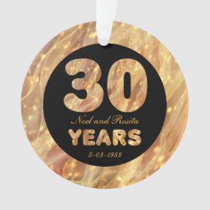 30th Wedding Anniversary Gold Party Lights Ornament