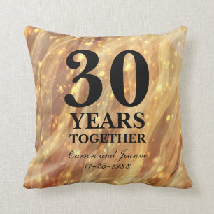 30th Wedding Anniversary Gold Party Lights Throw Pillow