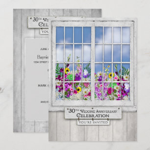 30th Wedding Anniversary INVITATION, Rustic Window Invitation