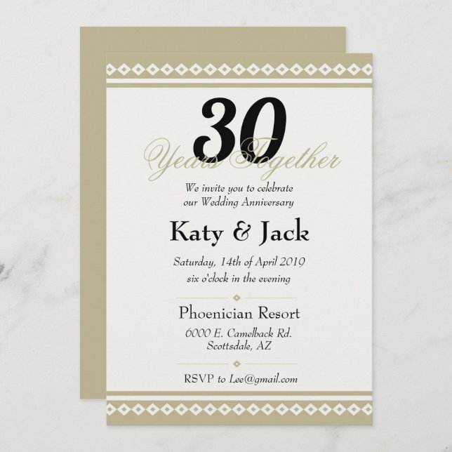 30th Wedding Anniversary Invite (Front/Back)