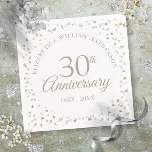 30th Wedding Anniversary Love Hearts Confetti Napkin