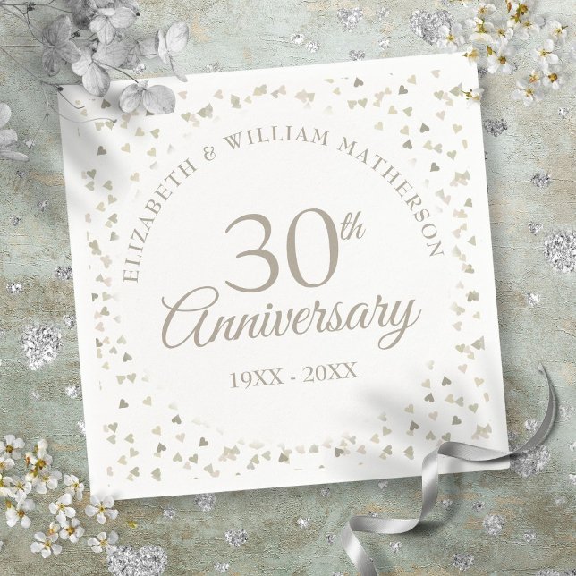 30th Wedding Anniversary Love Hearts Confetti Napkin (30th Wedding Anniversary Love Hearts Confetti Napkins)