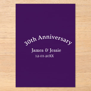 30th wedding anniversary name date purple simple acrylic invitations