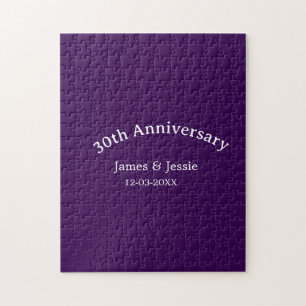 30th wedding anniversary name date purple simple  jigsaw puzzle