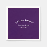 30th wedding anniversary name date purple simple 