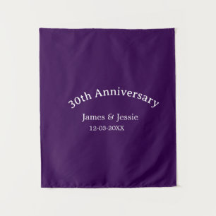 30th wedding anniversary name date purple simple  tapestry