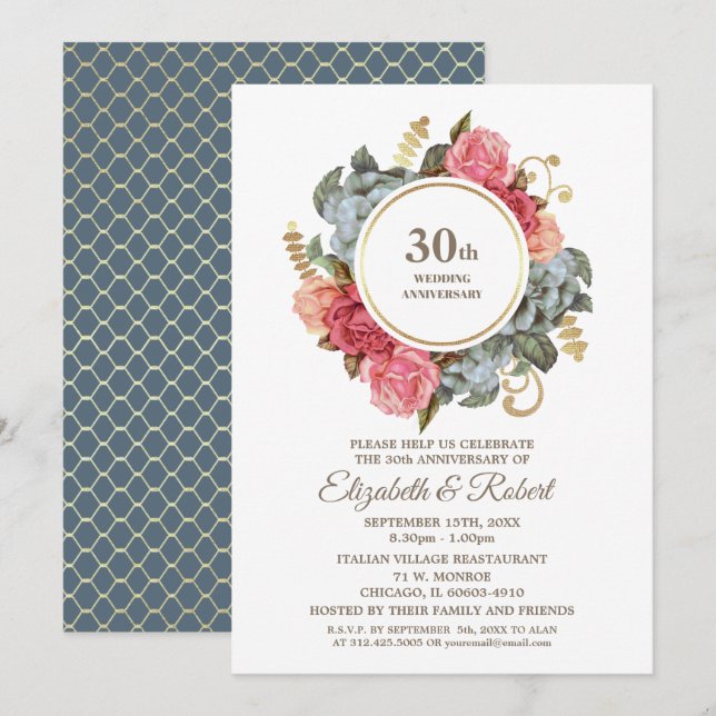 30th Wedding Anniversary Party Invitations (Front/Back)