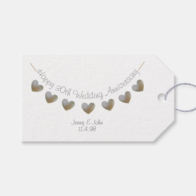 30th Wedding Anniversary pearl gift tag (Front (Horizontal))
