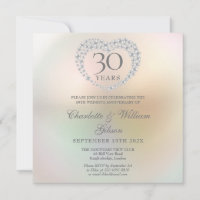 30th Wedding Anniversary Pearl Heart Square 
