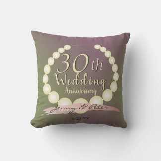 30th Wedding Anniversary Pearls Throw Pillow