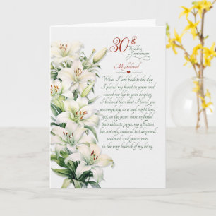 30th Wedding Anniversary Romantic White Lilies Card