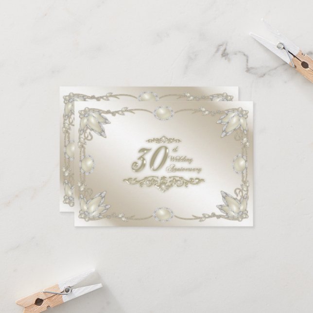 30th Wedding Anniversary RSVP Invitation (Front/Back In Situ)
