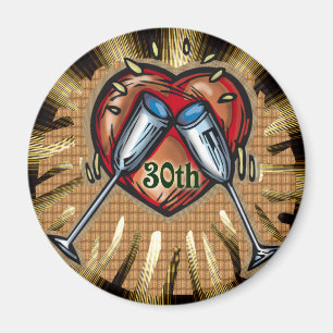 30th wedding anniversary square magnet