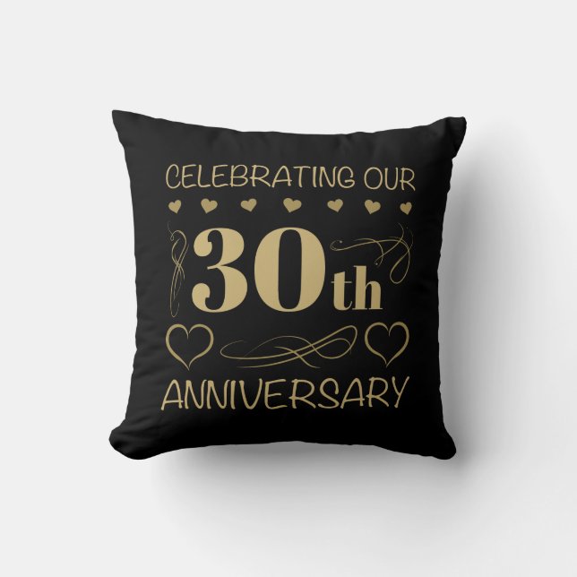 30th Wedding Anniversary Throw Pillow (Front)