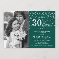 30th Wedding Anniversary with Photo - Green Silver