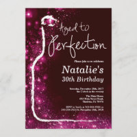 30th Wine Birthday Aged to Perfection Pink Glitter