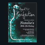 30th Wine Birthday Aged to Perfection Teal Invitation<br><div class="desc">30th Wine Birthday Invitation. Aged to Perfection. Black and Teal Glitter. Red Wine. Wine Tasting Invitation. Black and Gold Glitter Champagne. 18th 20th 21st 30th 40th 50th 60th 70th 80th 90th 100th, Any Ages. For further customization, please click the "Customize it" button and use our design tool to modify this...</div>
