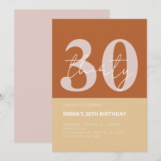 30th year celebration birthday invitation (Front/Back)