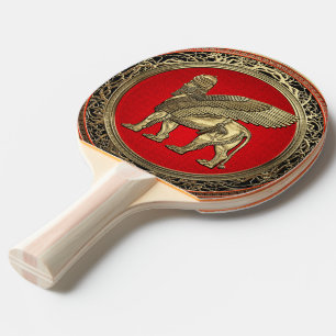 [310] Assyrian Winged Lion - Gold Lamassu Ping Pong Paddle