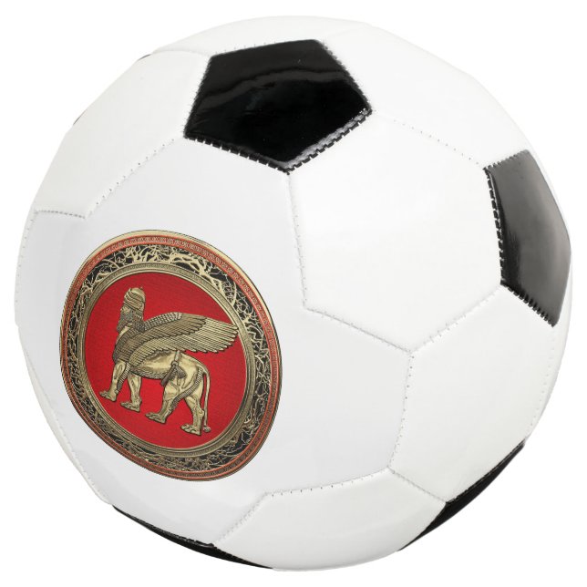 [310] Assyrian Winged Lion - Gold Lamassu Soccer Ball (Three Quarter)