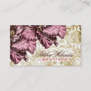 311-Aloha Hibiscus Vintage Damask Business Card