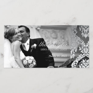 311 Alonnah Damask Silver Thank You Card