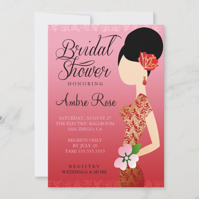 311 Asian Bride Bridal Shower Invitation (Front)