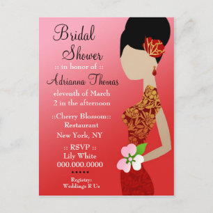 311-ASIAN BRIDE SHOWER INVITATION POSTCARD