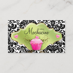 311 Bakery Business Card Cupcake Gold Swirls Lime
