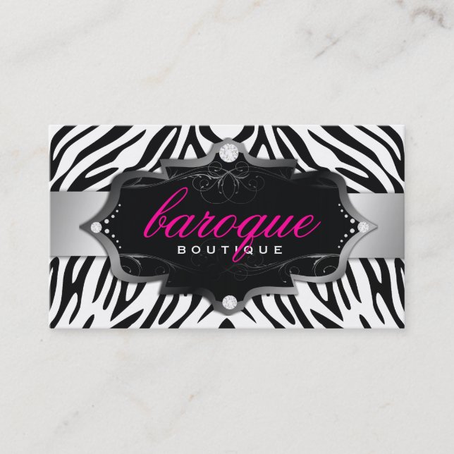 311 Baroque Boutique Zebra Business Card (Front)
